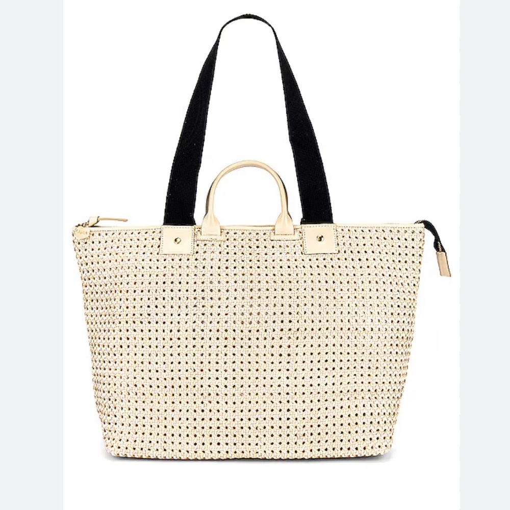 Clare V Zip Sac in cream rattan